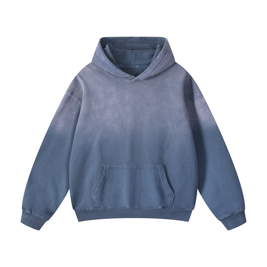 American-style Loopback Fabric Hoodie With A Mottled Wash And Gradient Effect