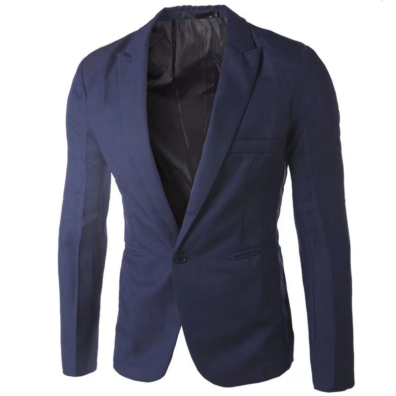 Stylish Casual Mens Blazer In Korean Style Slim-fit With A Single Button