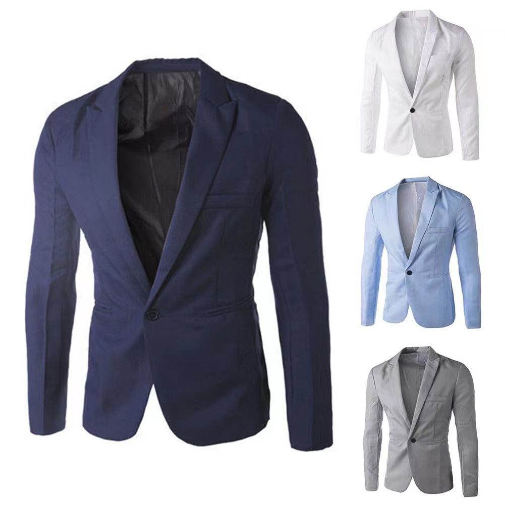 Stylish Casual Mens Blazer In Korean Style Slim-fit With A Single Button