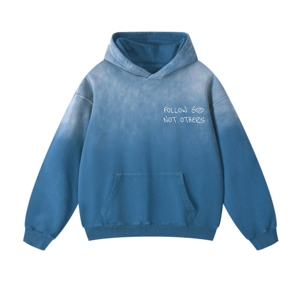 American-style Loopback Fabric Hoodie With A Mottled Wash And Gradient Effect