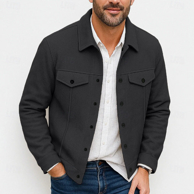 Mens Stylish Casual Wool Coat With A Lapel