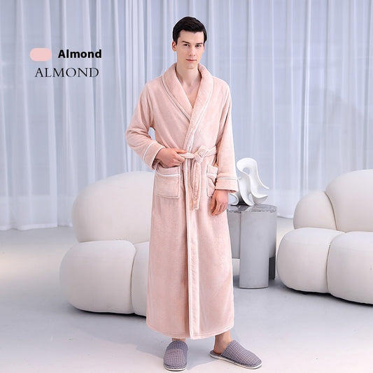 Extended Autumn And Winter Coral Fleece Bathrobe