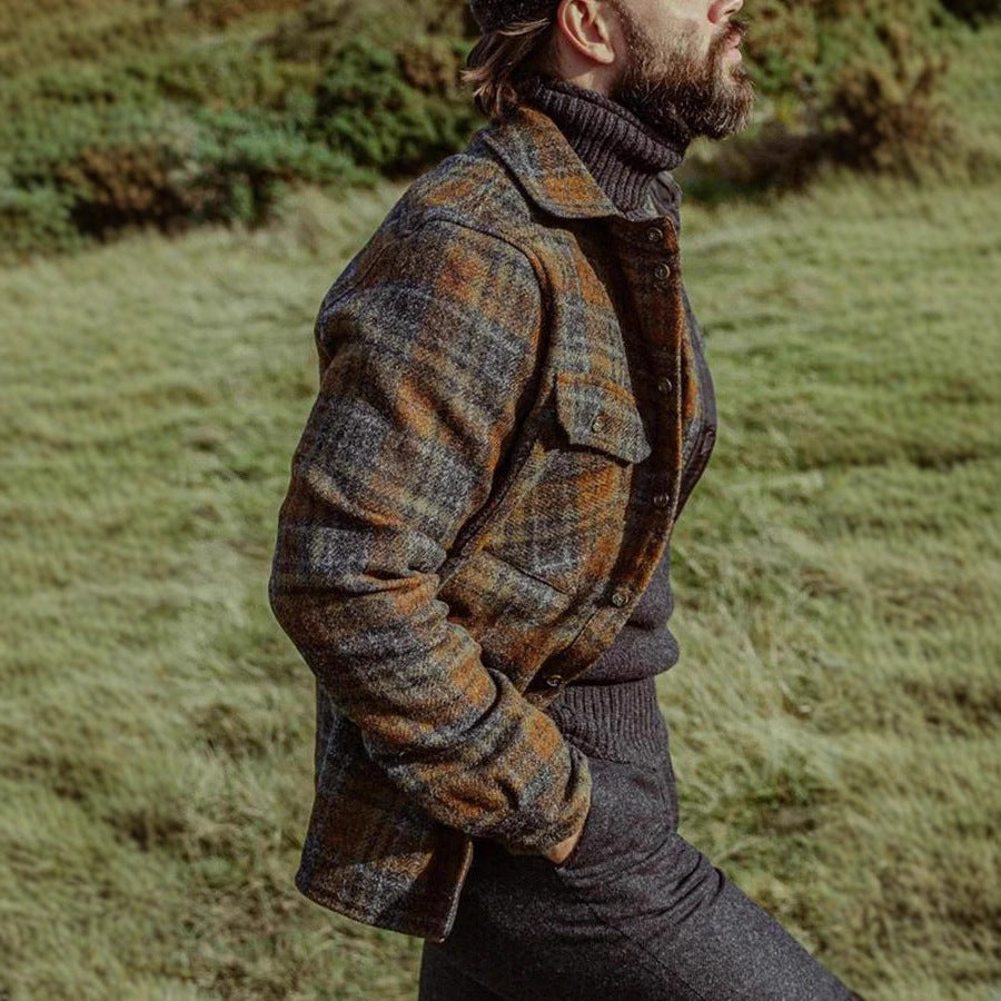 Mens Retro Casual Blazer With A Notch Lapel