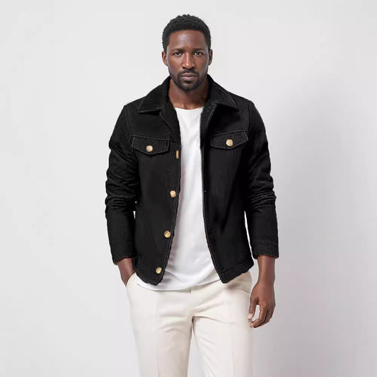 Mens Trendy Wool Coat With A Single-breasted, Solid-color Design