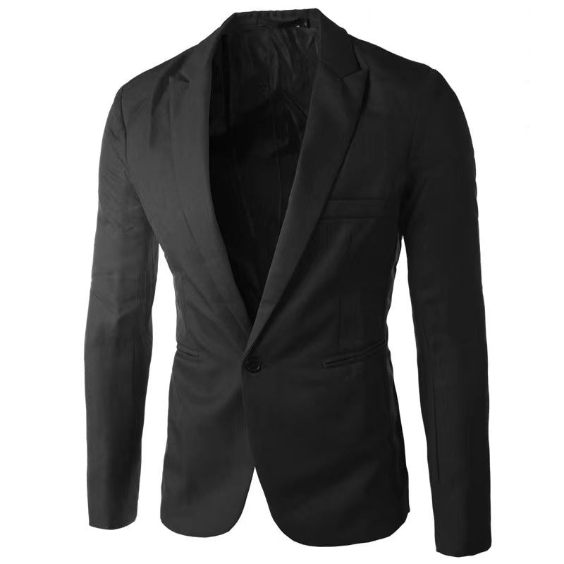 Stylish Casual Mens Blazer In Korean Style Slim-fit With A Single Button