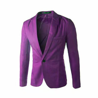 Stylish Casual Mens Blazer In Korean Style Slim-fit With A Single Button